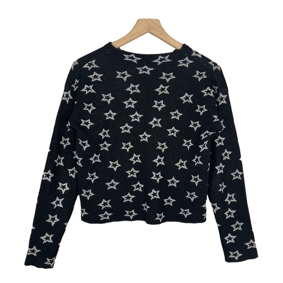 Milly Sweater XS Wool Knit Mock Neck Metallic Shooting Stars Print Celestial - Picture 5 of 7